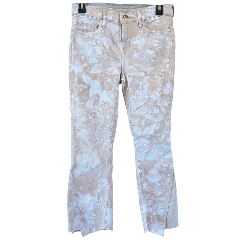 Etro Cropped Ragged Hem Jean in Pink & White NWT Size 27